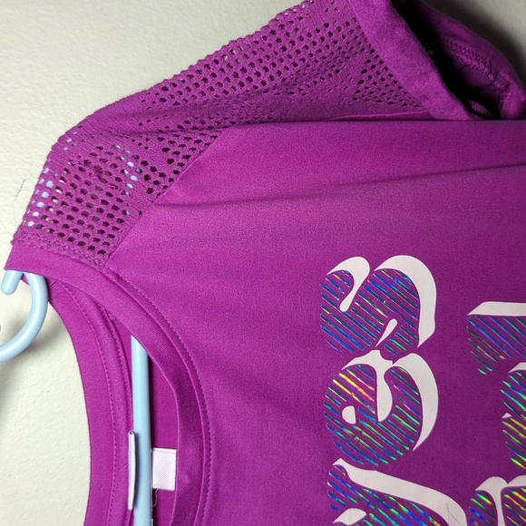 More Than Magic Purple Yes Girl Yes Graphic Tee with Mesh Details Size L 10-12 - Picture 4 of 7